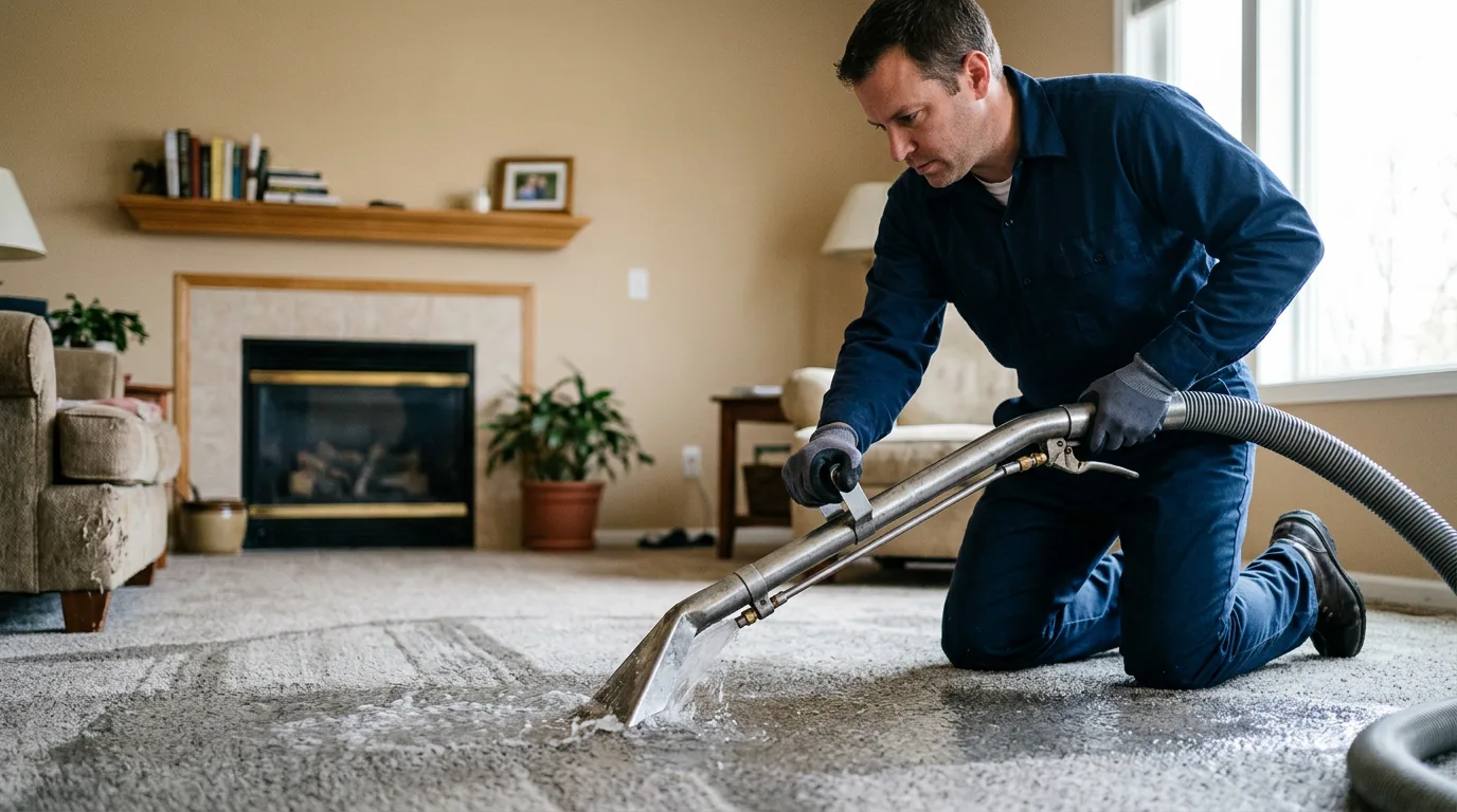 Water damage restoration technician working near Island Falls, ME